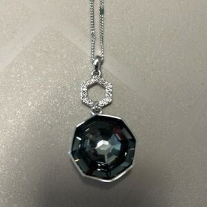 Silver Night Geo Pendant Necklace with Swarovski crystals